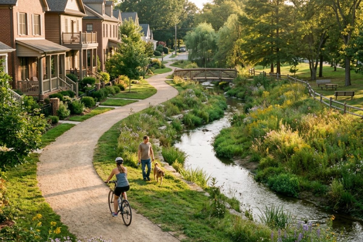 A creek park and trail