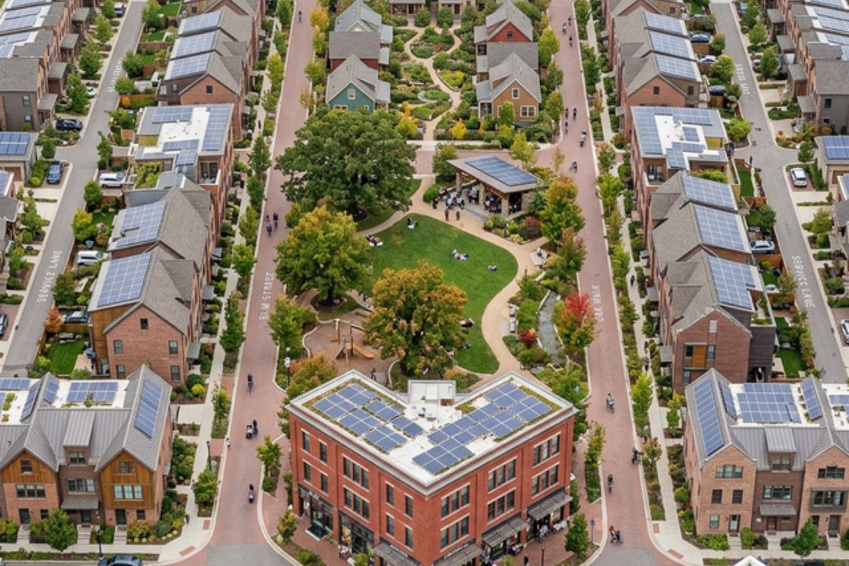 Aerial of the Commonwealth City neighborhood core
