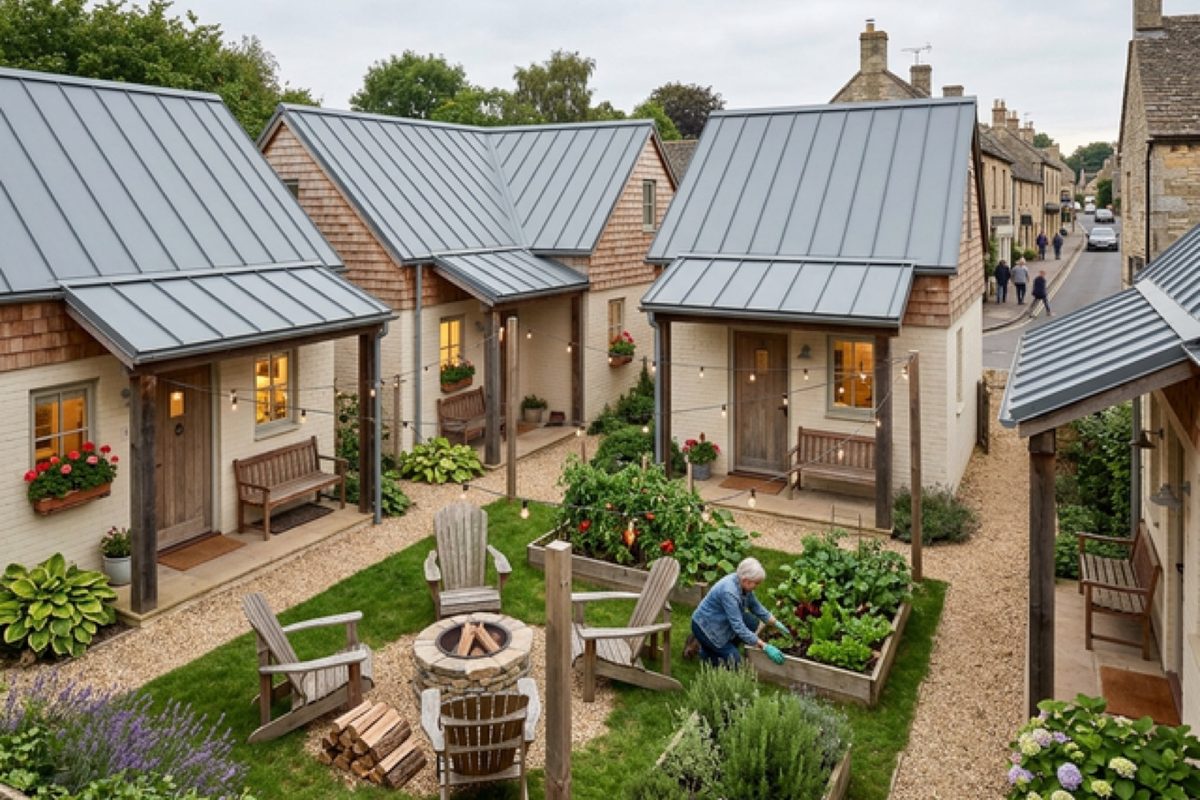 A cottage court of small homes